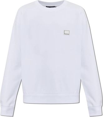 Dolce & Gabbana Sweatshirt met logopatch - Heren - Sweatshirts - Wit - M - Katoen - Hoodies & sweatvesten