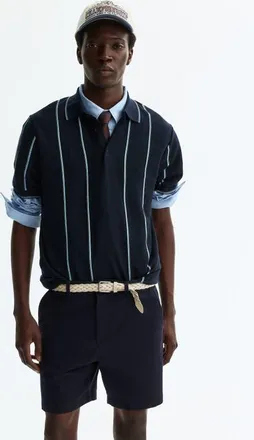 H&M Regular Fit Cotton Chino Shorts in Navy Blue at Nordstrom, Size 33