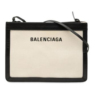 Balenciaga Tweedelige Canvas Navy Pochette Schoudertas