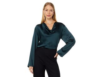 Vince Cowl Neck Long Sleeve Blouse Womens Blouse Azure Onyx : XS, Silk