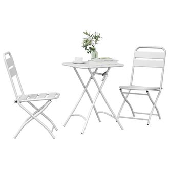 Berkfield Home White 3-Piece Folding Bistro Set in White Steel
