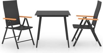 vidaXL 3 Piece Garden Dining Set Black and Brown Vidaxl