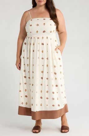 Sugarlips Cerise Shells Fit & Flare Sundress in Ivory/Brown at Nordstrom, Size 3 X