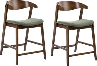 Beliani Conjunto De 2 Sillas De Comedor Estilo Tradicional Con Asiento Tapizado Marr&oacute;n Oscuro Y Verde Lily