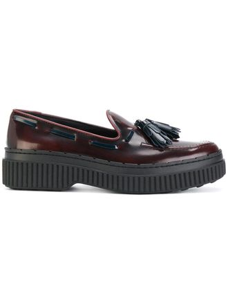 Tod's tasselled flatform loafers - Rosso