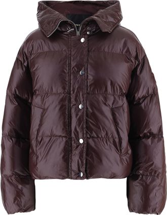 Pinko Bordeaux Technical Fabric Hooded Down Jacket