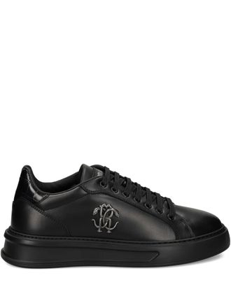 Roberto Cavalli logo-plaque platform sneakers - men - Leather/Other Materials/Rubber - 44.5 - Black