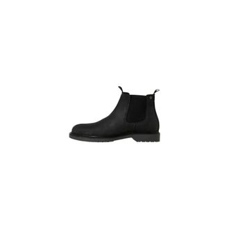 Jack & Jones Zwarte leren Chelsea laarzen - Heren - Chelseaboots - Zwart - 44 EU - Leer - Schoenen