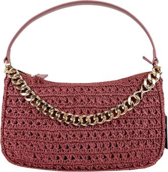 Twinset Liliana Straw Leather Shoulder Bag - Dames - Handtassen - Bruin - ONE Size - Leer - Tassen