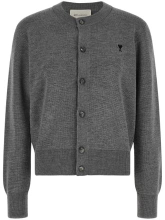 Ami Quota Ami De Coeur Cropped Wool Cardigan