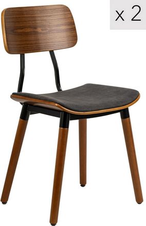 Nordlys Set 2 sillas escandinavas en madera y tejido nero