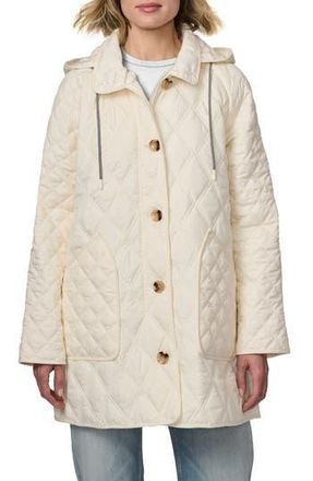 Bernardo Diamond Quilted Hooded Liner Jacket in Fresh Cream at Nordstrom Rack, Size Large