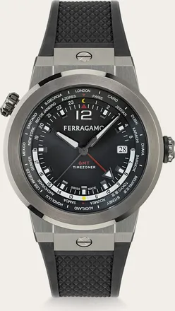 Ferragamo Men F-80 GMT watch Black