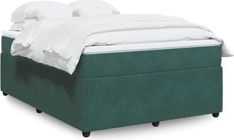 vidaXL Cama Box Spring Con Colch&oacute;n Terciopelo Verde Oscuro 140x190 Cm Vidaxl