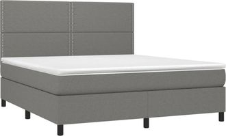 vidaXL Vidaxl - Cama Box Spring Con Colch&oacute;n Tela Gris Oscuro 180x200 Cm