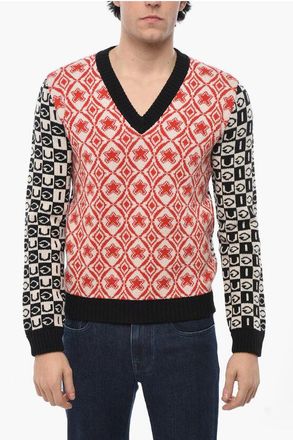 Gucci Embroidered Wool Sweater with V-Neck size Xs