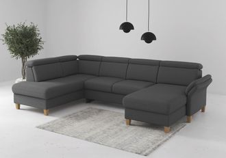 HOME AFFAIRE Wohnlandschaft »Glendale, U-Form« inkl. Kopfteilverstellung, wahlweise mit Vorziehsitz und Bettkasten