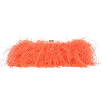 Jeffrey Campbell Animal Feather Clutch in Coral Combo at Nordstrom