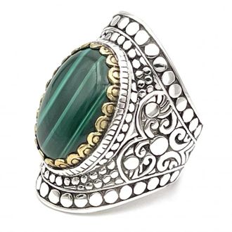 Jalan Jalan Rings, unisex, Multicolor, 60 MM, 925 Sterling Silver Malachite Ring