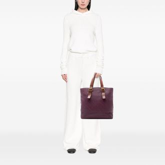 Bottega Veneta Tweedehands Bicolor Nappa Intrecciato Tas met Geknoopte Band