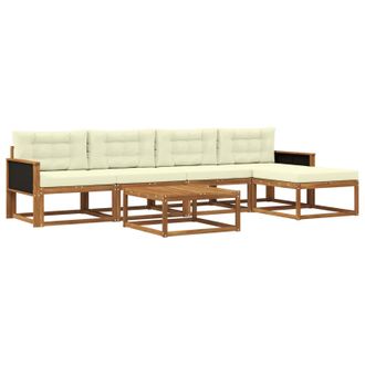 vidaXL Conjunto De Sof&aacute;s De Exterior Con Coj&iacute;n 6 Pcs Natural Y Crema Vidaxl