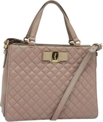 Ferragamo Tweedehands leren handtassen - Dames - Vintage Handtas - Roze - ONE Size - Leer - Vintage