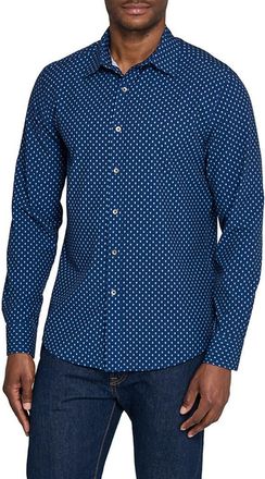 W.R.K Basic Slim Fit Navy Micropaisley Performance Button-Up Shirt at Nordstrom, Size Xx-Large