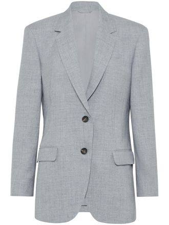 Brunello Cucinelli single-breasted wool blazer - women - Linen/Flax/Wool - 38 - Grey