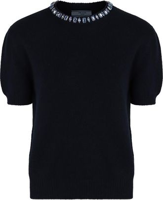 Prada Crew Neck Sweater In Wool And Cashmere
