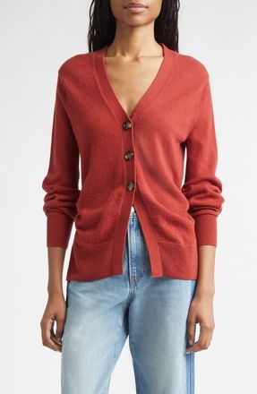 Veronica Beard Lamotte Cashmere Cardigan in Carnelian Red at Nordstrom, Size X-Large