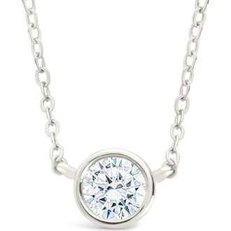 Sterling Forever Round Cubic Zirconia Pendant Necklace in Silver at Nordstrom