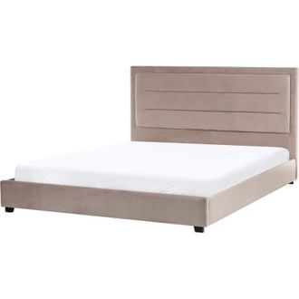 Beliani Beliani - Letto matrimoniale in velluto tortora 180 x 200 cm con testiera imbottita Rouen