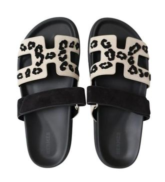 Hermès Leopard Print Chypre Sandals Size 40