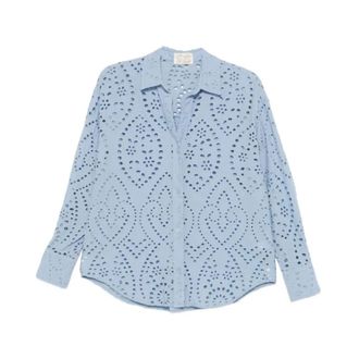 MC2 Saint Barth Shirts, female, Blue, Size: XS Sangallo Cotton Blouse