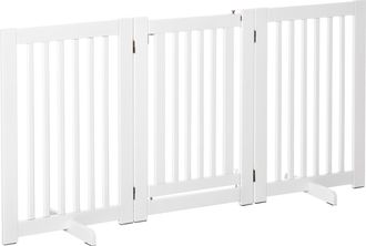 OEM Cancellino Per Cani Pieghevole A 3 Pannelli, Porta Centrale Con Blocco, Struttura In Mdf, 155x76cm Bianco