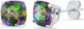 MAX + STONE Sterling Silver or Gold 8mm Cushion Cut Gemstone Birthstone Stud Earrings