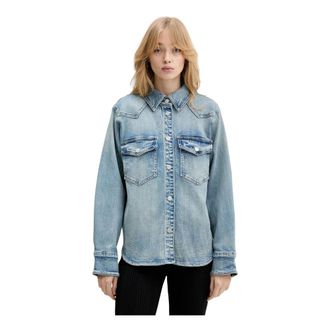 Gestuz Overhemden, Dames, Blauw, L, Denim, Denim Shirts