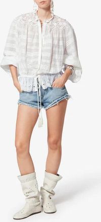 Isabel Marant Lace-Yoke Cotton Blouse - White