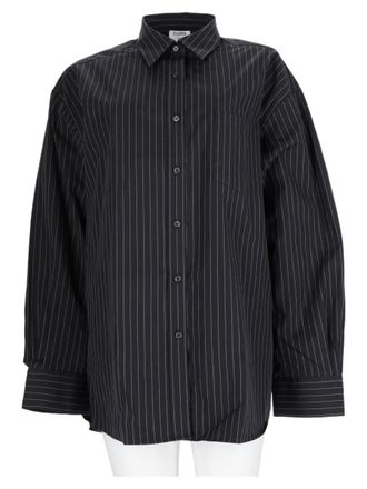 Filippa K Grey Pinstripe Relaxed Button-Down Cotton Shirt