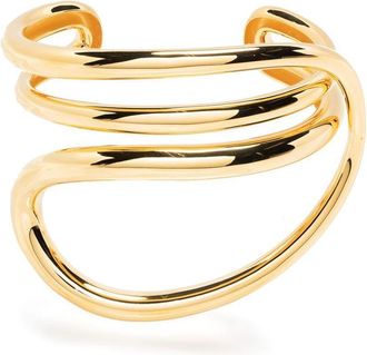Charlotte Chesnais layered-design asymmetric bangle - women - 14k Gold Plated Brass - M