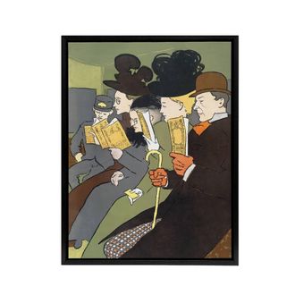 Artery8 People Reading Magazine on Train Framed Canvas Art Print E Penfield | Size: W24 x H32