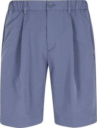 Herno Blue Bermuda Seer-Crease Seersucker Polyester Shorts