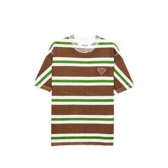 Prada Striped Logo-patch T-shirt