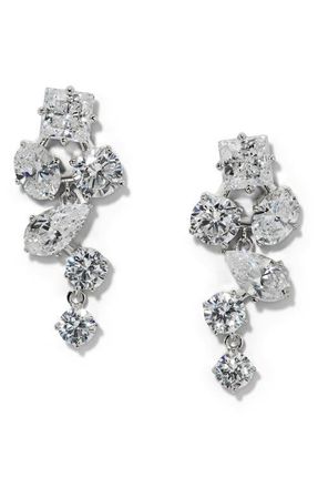 Nadri Lucia Cubic Zirconia Cluster Drop Earrings in Rhodium at Nordstrom