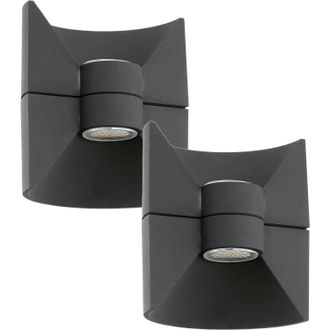 Loops 2 PACK IP44 Outdoor Up & Down Wall Light Anthracite Aluminium 2.5W LED Lamp