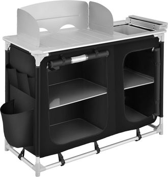 TecTake Cocina de camping 116 x 52 x 107 cm aluminio negro