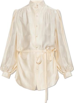Valentino Garavani Zijden Blouse - Dames - Overhemden - Beige - XS - Overhemden