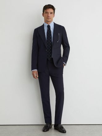Reiss Navy Belmont Single-breasted Suit Jacket Tailored-fit With Wool, 36