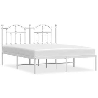 Berkfield Home Metal Bed Frame with Headboard White 140x190 cm