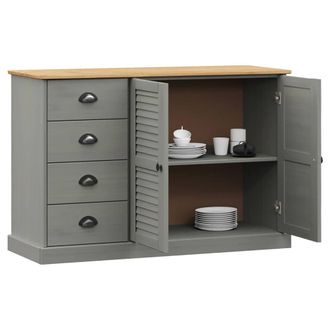 Berkfield Home Sideboard with Drawers VIGO 113x40x75 cm Grey Solid Wood Pine | Size: 113 x 40 x 75 cm